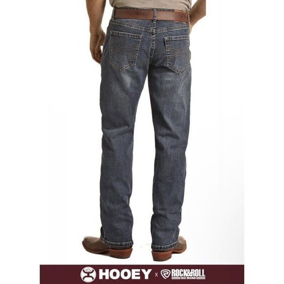 Hooey x Rock & Roll Denim Double Barrel Stackable Boot Leg Mens 30x32 NWT $88 - Picture 2 of 14
